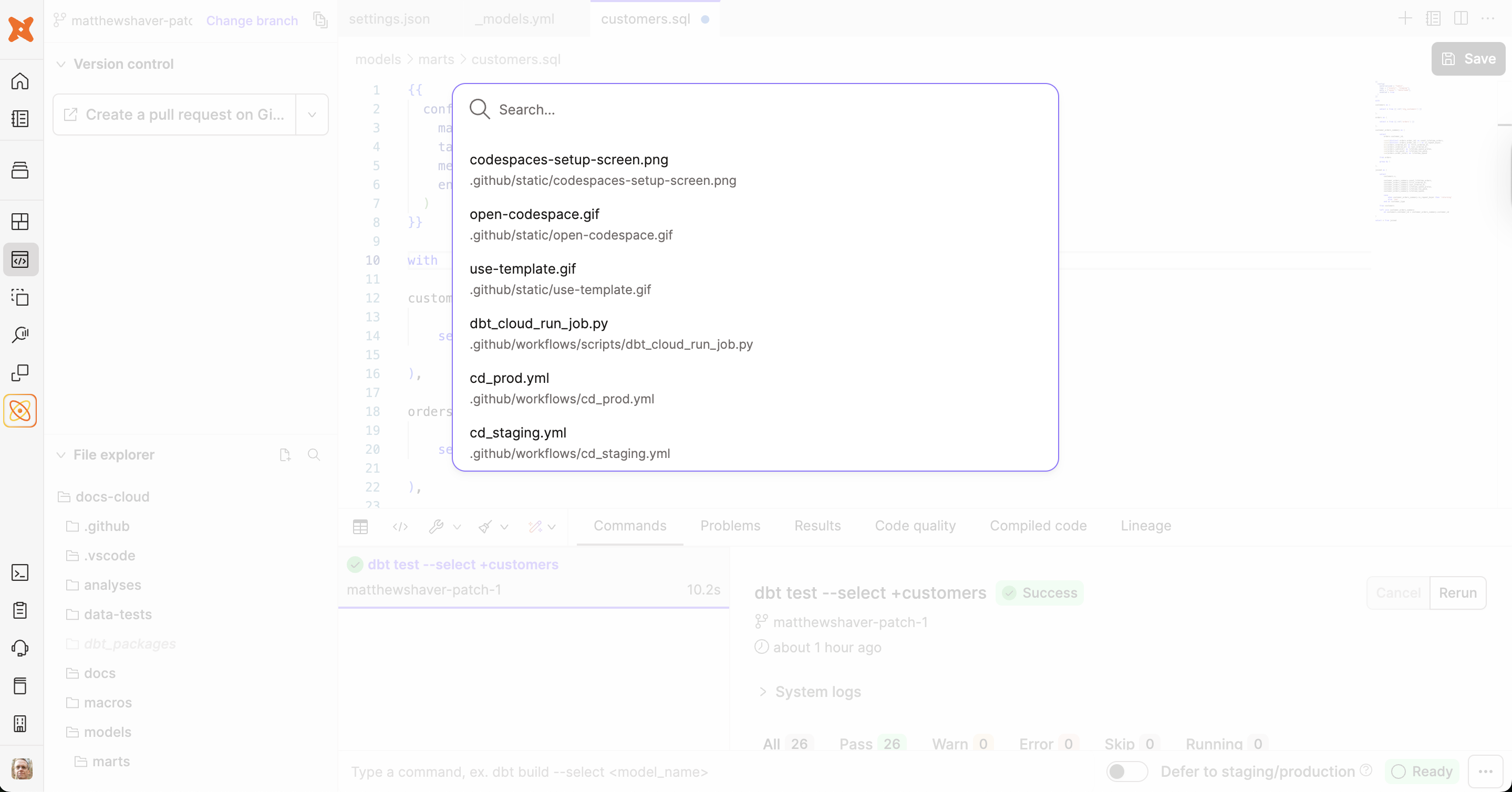 The Command History returns a log and detail of all your dbt invocations. The Command History returns a log and detail of all your dbt invocations.